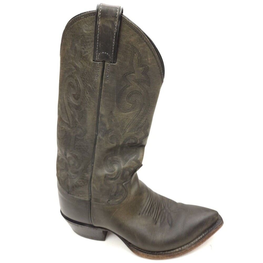 JUSTIN STYLE 2227 Grey Size 7 B Leather Boots Western Boot Point Toe Cowboy